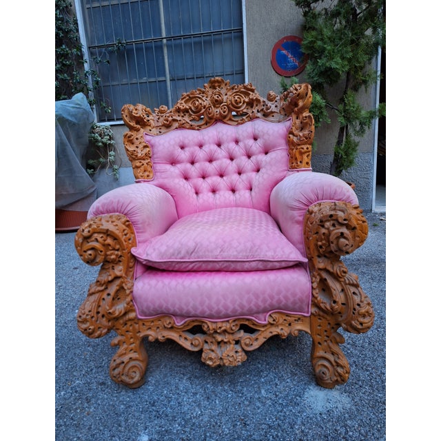 Vintage Armchair with Urano Palma Pink Fabric, 1980s For Sale - Image 9 of 18