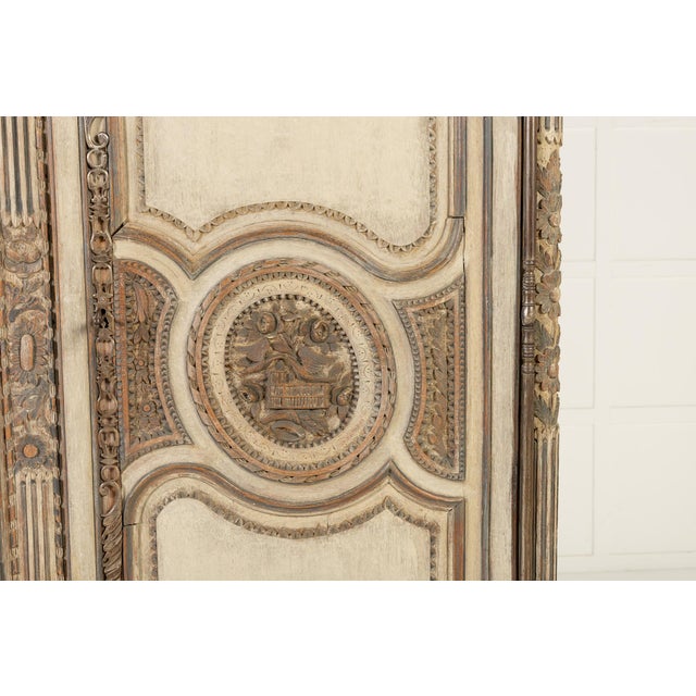 Cream Antique French Painted Armoire in Wood, 1700s For Sale - Image 8 of 18