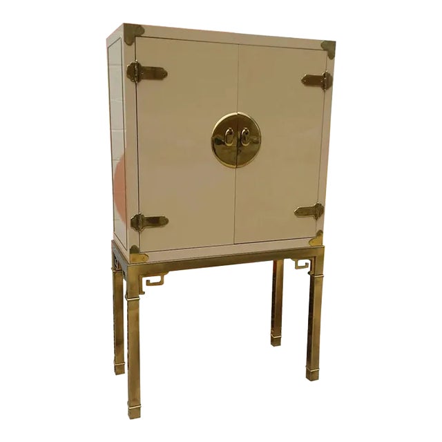 Mastercraft Brass and Lacquered Bar Cabinet For Sale