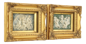 Vintage Framed Alabaster Plaques from Biggs and Sons London, 1950s, Set of 2