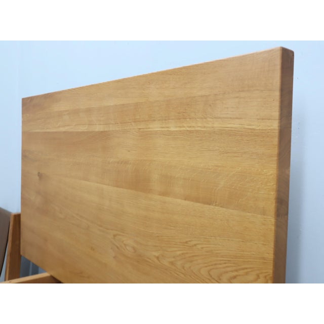 Trestle Beech Writing Desk with Leather Chairs, Italy, 1970s, Set of 3 For Sale - Image 10 of 17