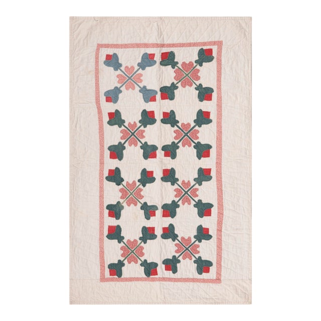 Nazmiyal Collection Antique American Quilt Textile 2 Ft 1 in X 3 Ft 3 In For Sale