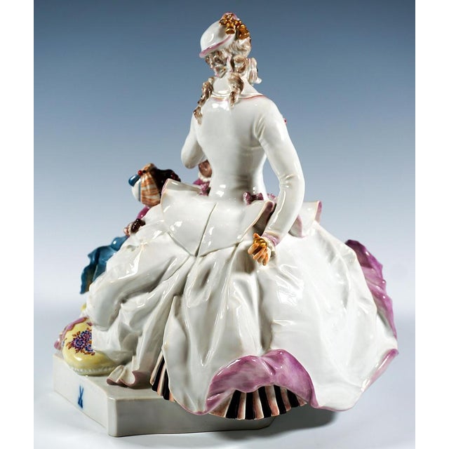 Large Crinoline Lady Playing with Child Figurine by Paul Scheurich for Meissen, 1956 For Sale - Image 6 of 12