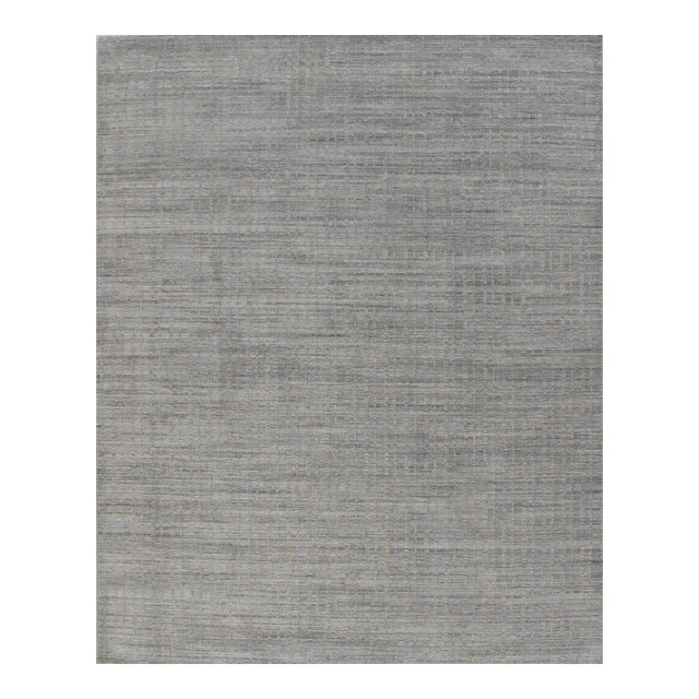 Contemporary Blue & Beige Handwoven Rug 8' X 10' For Sale