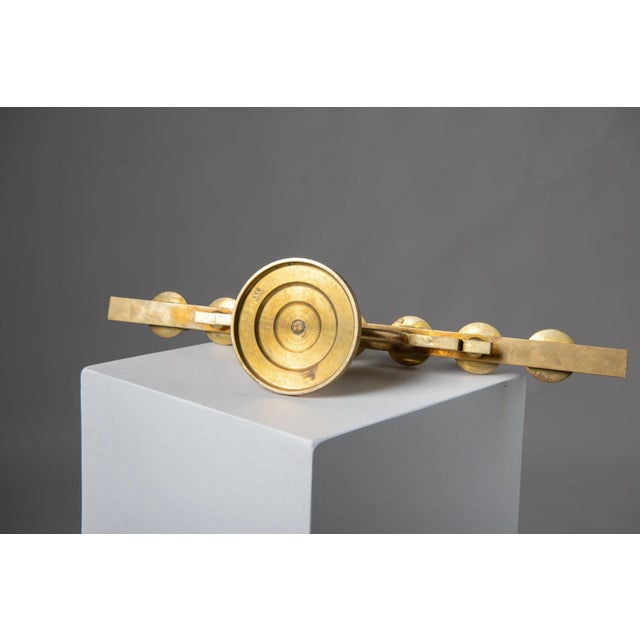 1950s Scandinavian Modern Geometric Brass Candlestick Holder from Lars Holmström For Sale - Image 5 of 7