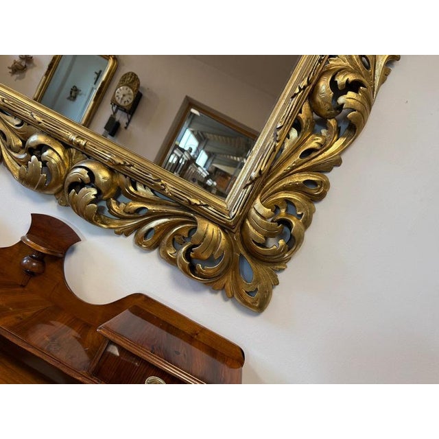Florentine Mirror with Acanthus Leaf Carving Wood For Sale - Image 9 of 18