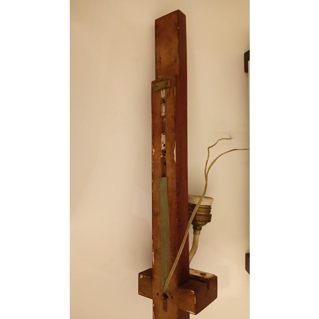 Wall Lights in Opaline Glass and Teak, 1960s, Set of 4 For Sale - Image 11 of 13