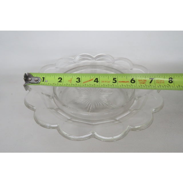 Mid 20th Century Clear Pressed Glass Covered Butter Cheese Serving Dish Petal Scalloped Rim For Sale - Image 9 of 16