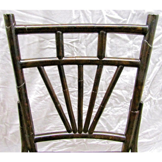 1950s Burnt Bamboo Cane Seat Dining Chairs- Set of 4 For Sale - Image 13 of 18