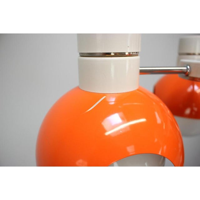 Gold Czechoslovak Space Age Orange and Opaline Glass Chandelier from Napako, 1970s For Sale - Image 8 of 17