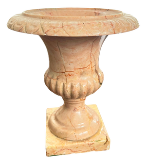 Vintage Carved Pink Marble Urn Jardinière Vessel