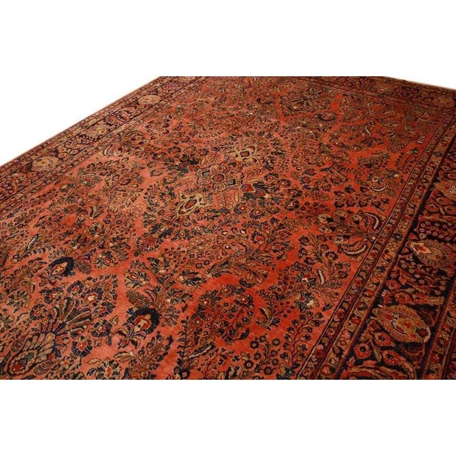 Textile Antique Middle Eastern Saroug Rug For Sale - Image 7 of 11