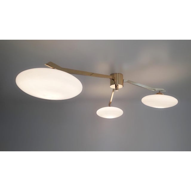 Fabio Ltd Trio Angolo Polished Brass Glossy White Glass Flush Mount by Fabio LTD For Sale - Image 4 of 7