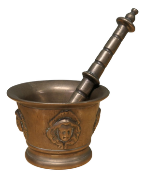 Bronze Gothic Pestle and Mortar, Set of 2