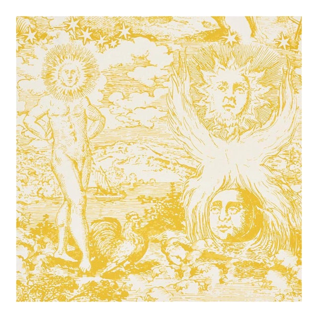 Sample - Schumacher X Johnson Hartig Modern Toile Fabric in Yellow For Sale