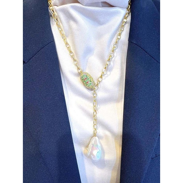 Bochic “Capri” Vintage Pearl, Ruby & Multi Gem Necklace Set In 18K & Silver For Sale In New York - Image 6 of 9