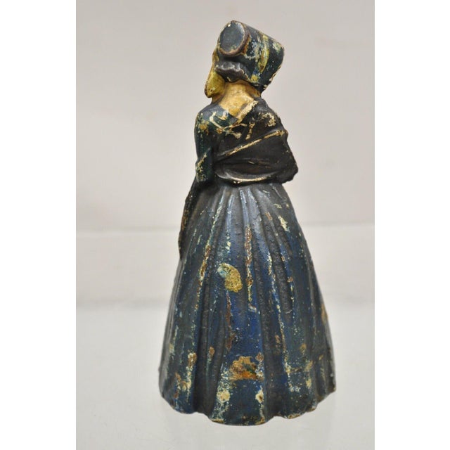 Antique Victorian Cast Iron Figural Colonial Woman Painted Door Stop For Sale In Philadelphia - Image 6 of 9