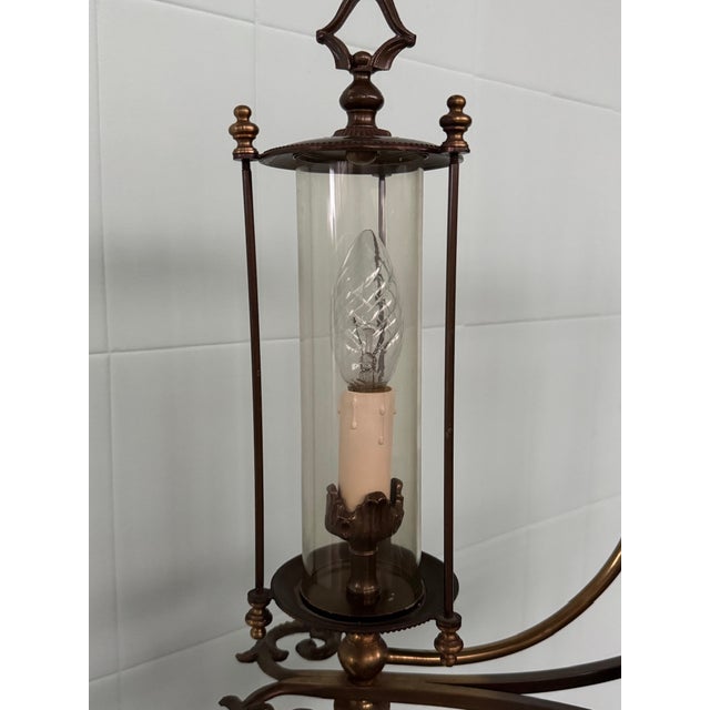 Neoclassical Empire Brass and Glass Chandelier, 1950s For Sale - Image 14 of 18