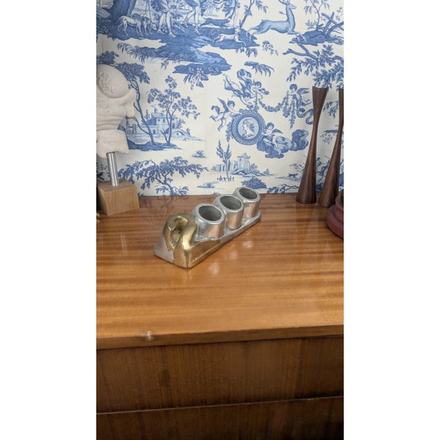 Vintage 2000 Shape Brutalist Bronze & Aluminum Desk Organizer by David Marshall for ART 3 For Sale - Image 4 of 13