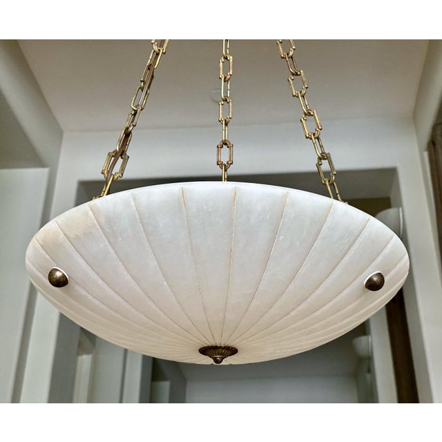 Late 20th Century Directoire Style French Alabaster Pendant Chandelier For Sale - Image 4 of 17