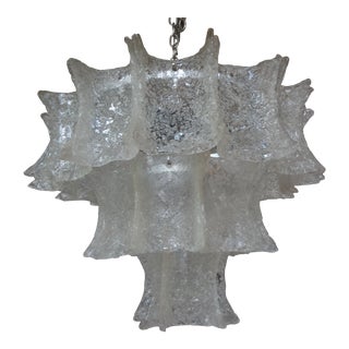 Mid-Century Modern Venini Attributed Murano Glass Chandelier For Sale