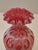 Victorian Cranberry Opalescent Coin Spot Vase Northwood Glass 6" Ruffled Rim Antique Eapg For Sale - Image 9 of 18