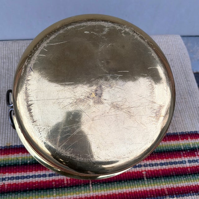 Brass A Antique Brass Pan With Wrought Iron Handles, Circa 1860’s For Sale - Image 8 of 12