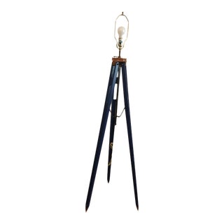 Early 20th Century Adjustable Surveyors Tripod Floor Lamp For Sale