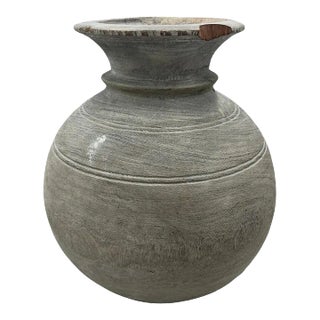 Vintage Round Wooden Vessel For Sale