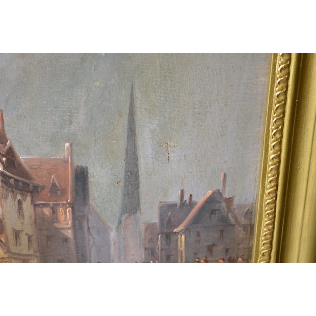 Early 19th Century Northern European School "The Storm Arrives at the Port” Oil Painting on Canvas For Sale - Image 9 of 12