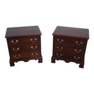 Pair Davis 3 Drawer Mahogany Nightstands For Sale