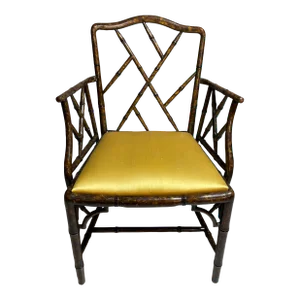 Late 20th Century Faux Tortoise Shell Bamboo Style Arm Chair