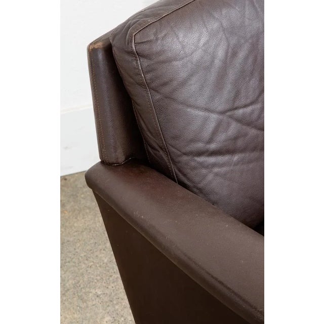Wood 1960s Mid Century Danish Modern Lounge Chair Brown Leather Armchair Denmark Wood Frame For Sale - Image 7 of 12