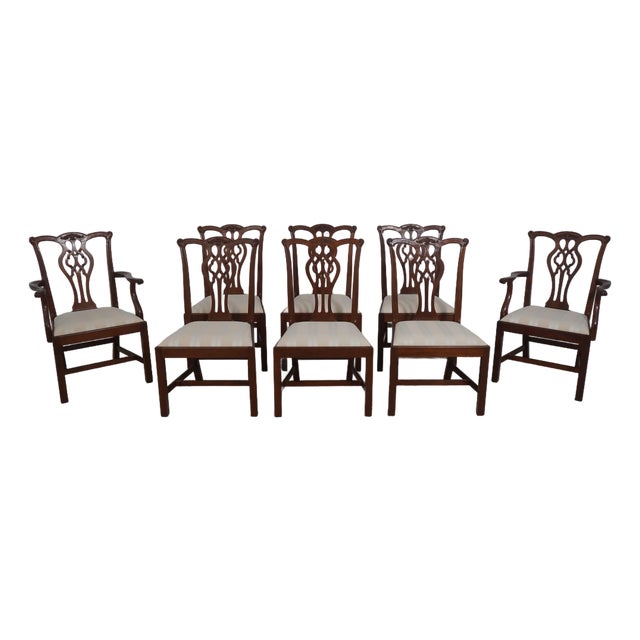 Set of 8 Stickley Chippendale Mahogany Dining Room Chairs For Sale