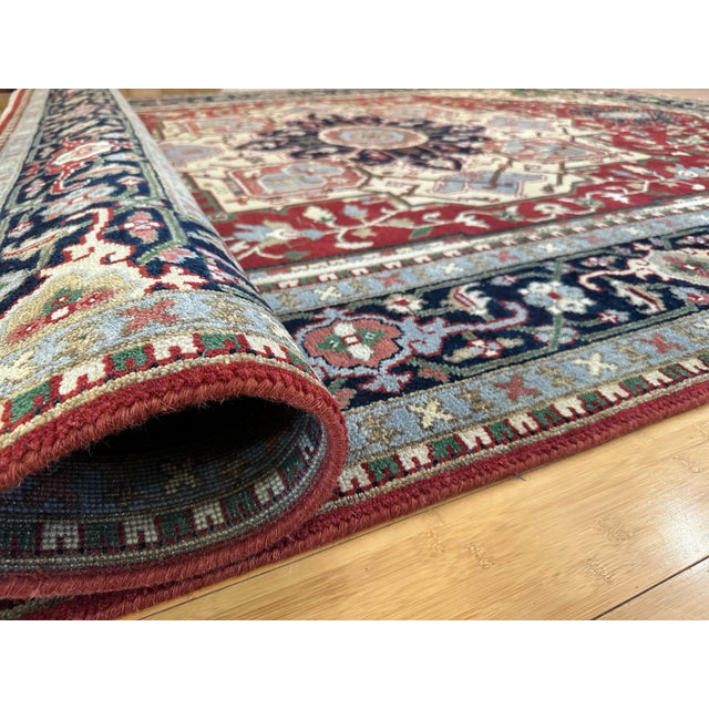 Textile Serapi Style Wool Rug in Red and Navy 9x12 For Sale - Image 7 of 10