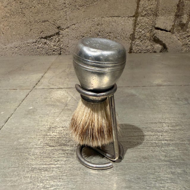 American Antique Sheffield England Shaving Brush on Stand Crabtree & Evelyn For Sale - Image 3 of 11
