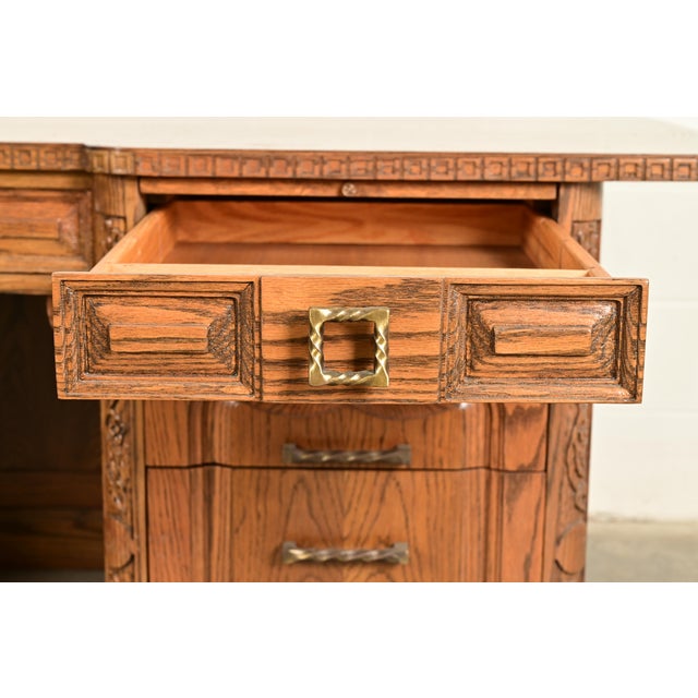 Wood Romweber Viking Oak Executive Desk, Circa 1960s For Sale - Image 7 of 12