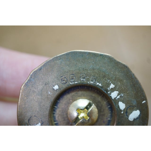 9 Vintage Brass Neoclassical Ribbon & Reed Floral Medallion Drawer Pull For Sale - Image 13 of 13