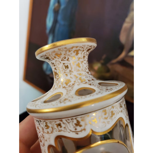 Glass Antique Flower Form Bohemian Glass Moser Perfume Bottle For Sale - Image 7 of 7