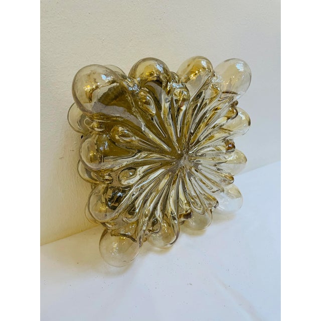 Metal Vintage Amber Square Lamp in Bubble Glass, 1960s For Sale - Image 7 of 11