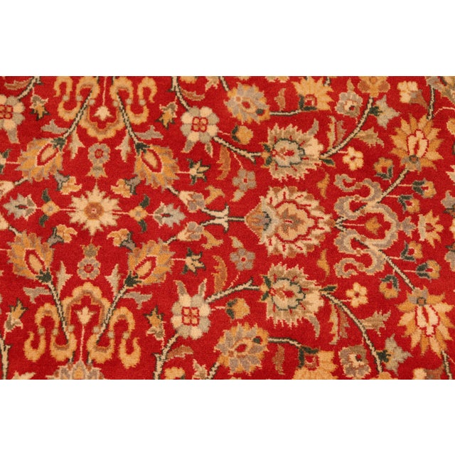 Shabby Chic Floral 1990's Pak-Persian Red/Beige Wool Rug - 5'11'' X 9'5'' For Sale In New York - Image 6 of 9