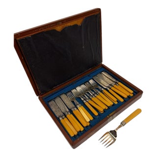 Antique Victorian Fenton Brothers Sheffield 25-Pc Fish Service Master Canteen Set For Sale