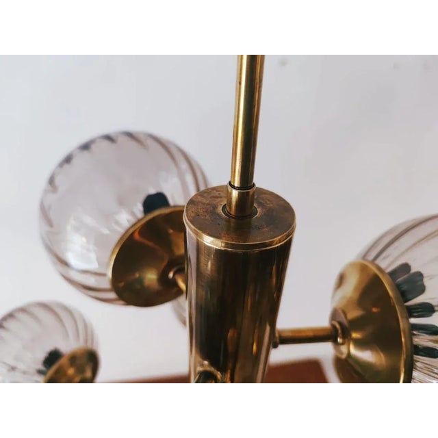 Sputnik Brass & Murano Glass Chandelier For Sale - Image 9 of 18
