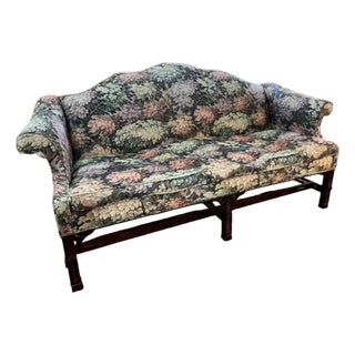 1980s Henredon Natchez Historic Collection Stretch Carved Mahogany Base Sofa For Sale