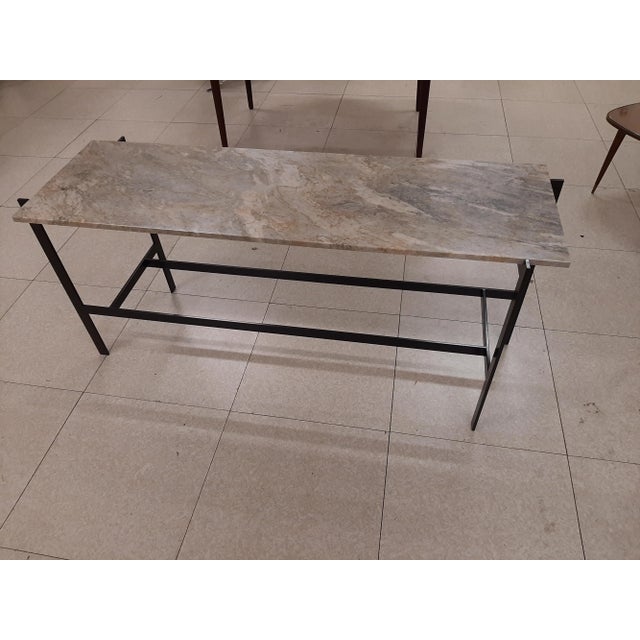 2000 - 2009 Center Console in Black Lacquered Iron with Marble Top For Sale - Image 5 of 18