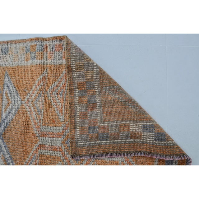 Vintage Turkish Rug, Japandi Style Geometric Runner For Sale - Image 4 of 10