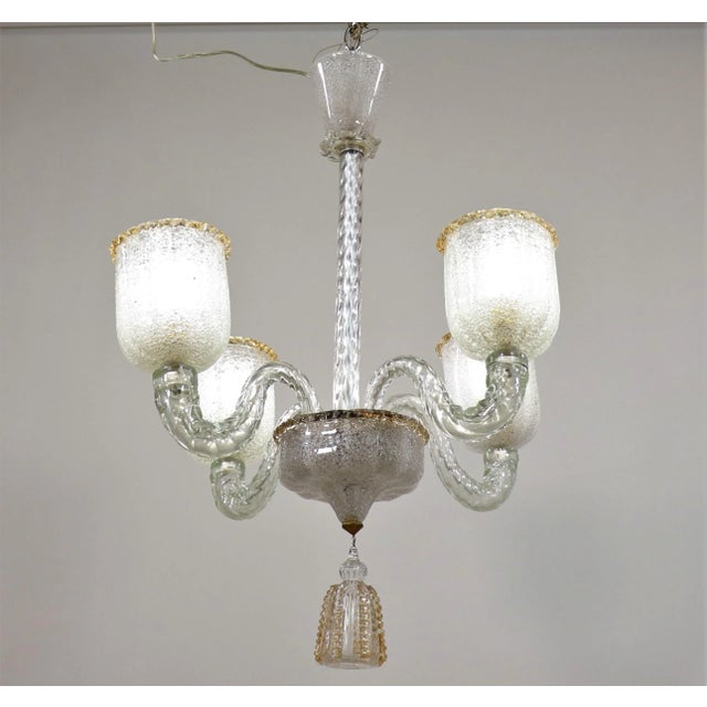 Mid Century Modern Murano Glass Fixture. This beautiful fixture has been hand-blown and then paved with crushed crystal on...