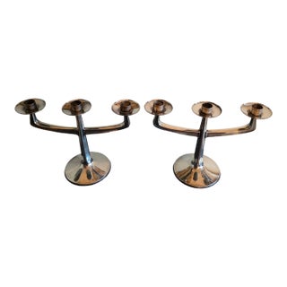 Mid Century Modern Silver Candelabras For Sale