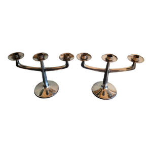 Mid Century Modern Silver Candelabras