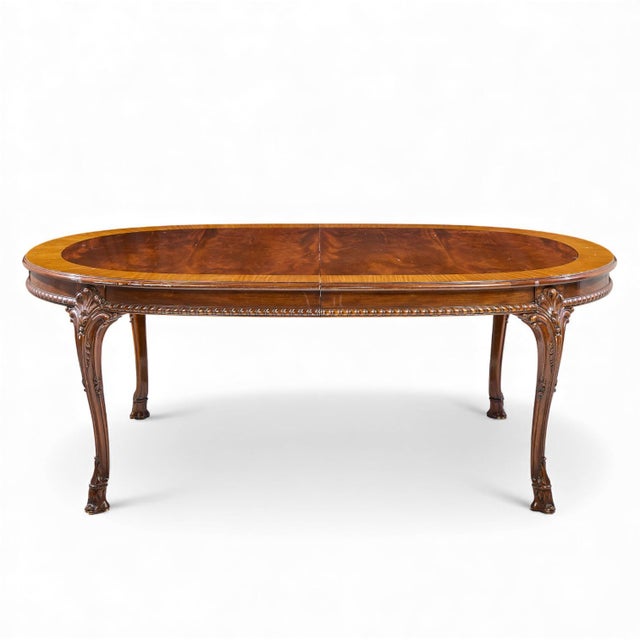 Wood Karges Burl Walnut Georgian Style Expanding Dining Table With 2 Leaves For Sale - Image 7 of 13